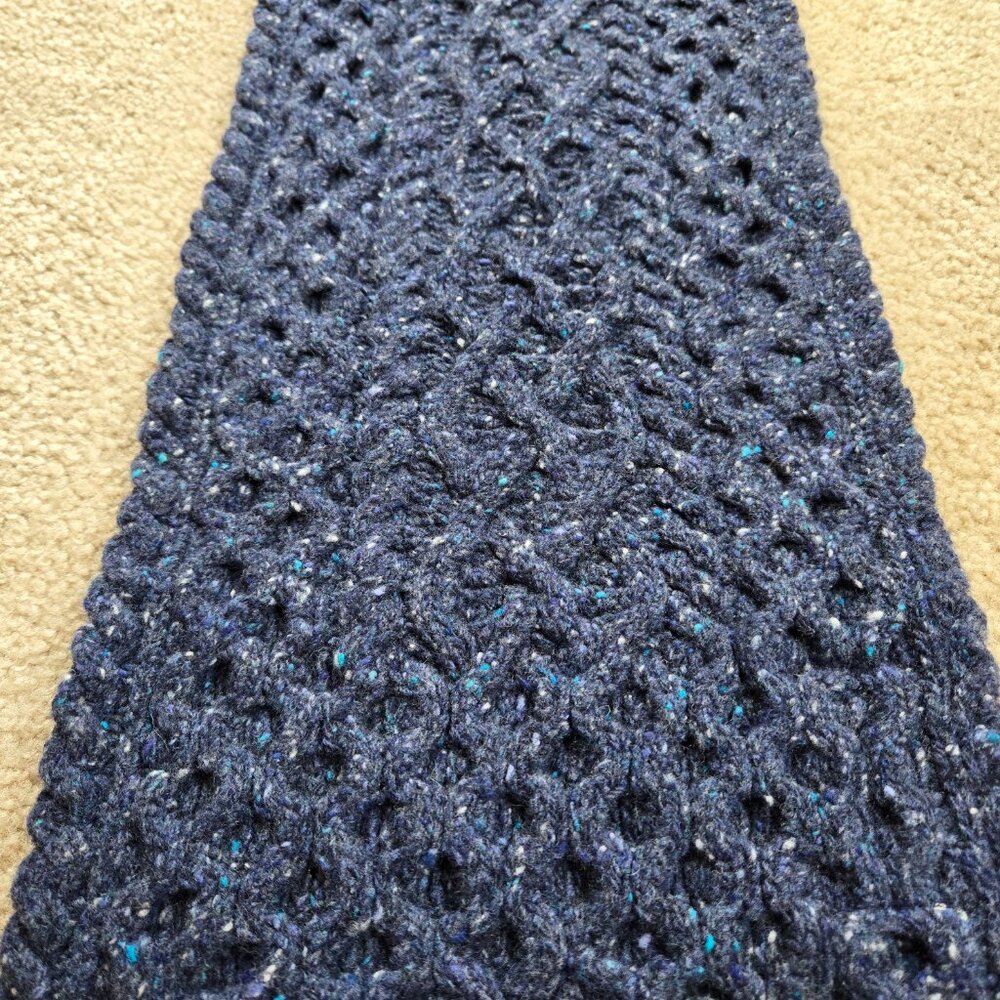 Aran Sweater Market Wool Cashmere Blue Speckled Donegal Scarf